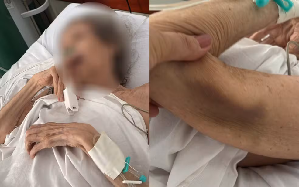 Idosa abandonada por filho